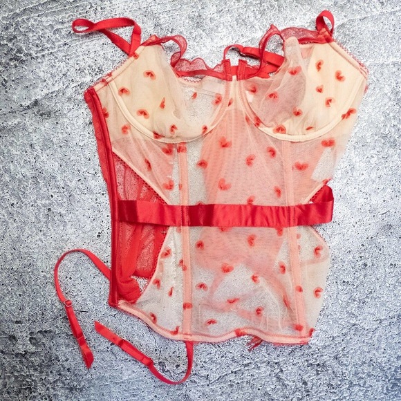 Victorias Secret Womens Corset 36D Limited Edition Mary Widow Mesh Lace Bustier - Picture 8 of 14